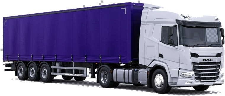 Purple curtainside semi-trailer